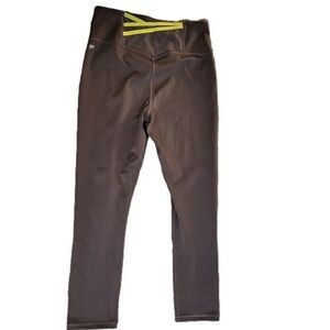 High Waisted Athletic Leggings Neon Yellow Detail Moisture-Wicking Workout Pants